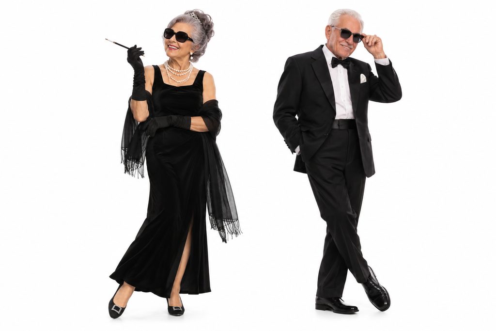 Senior couple in Hollywood glam