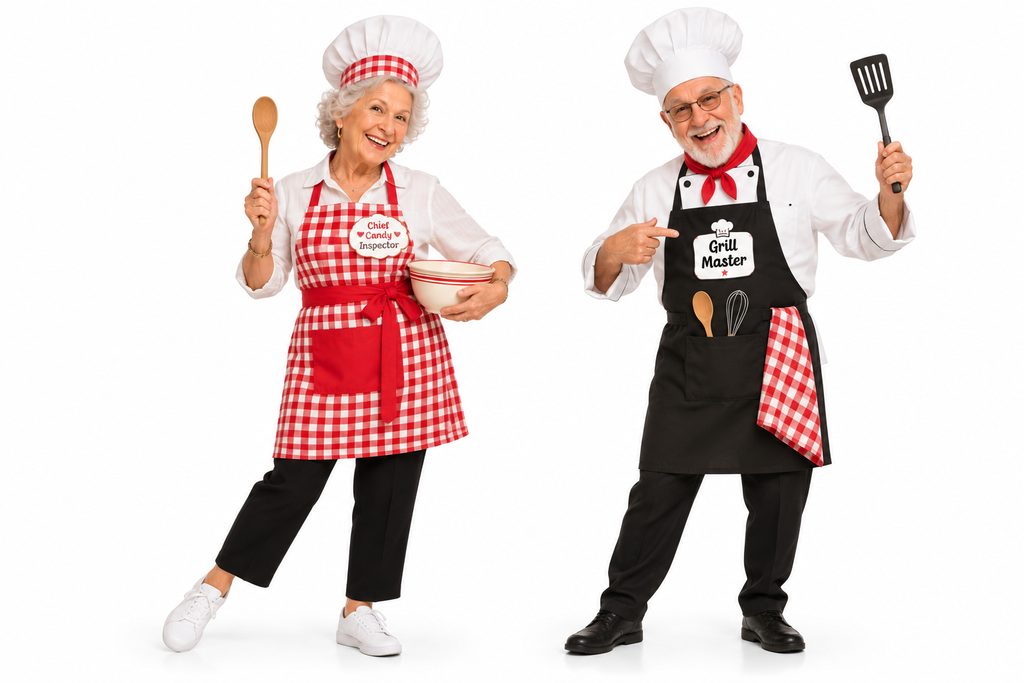 Seniors in chef aprons