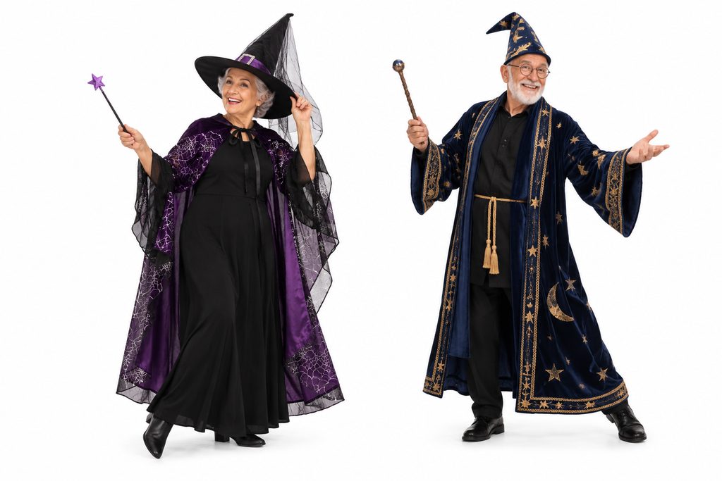 Seniors in witch and wizard costumes